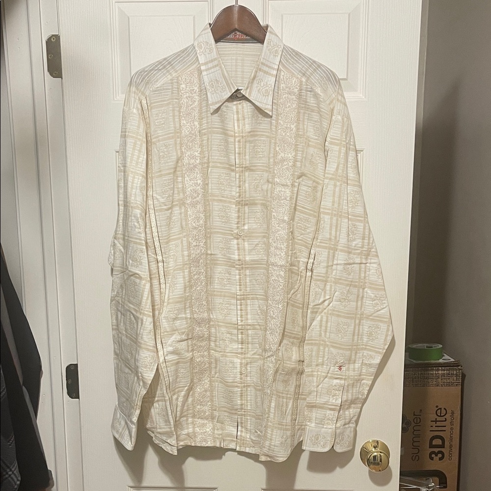Robert Graham Cream Patterned Long Sleeve Shirt